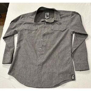 MOJO‎ Sportswear Gray Long Sleeve Button Up Fishing Shirt Size Medium